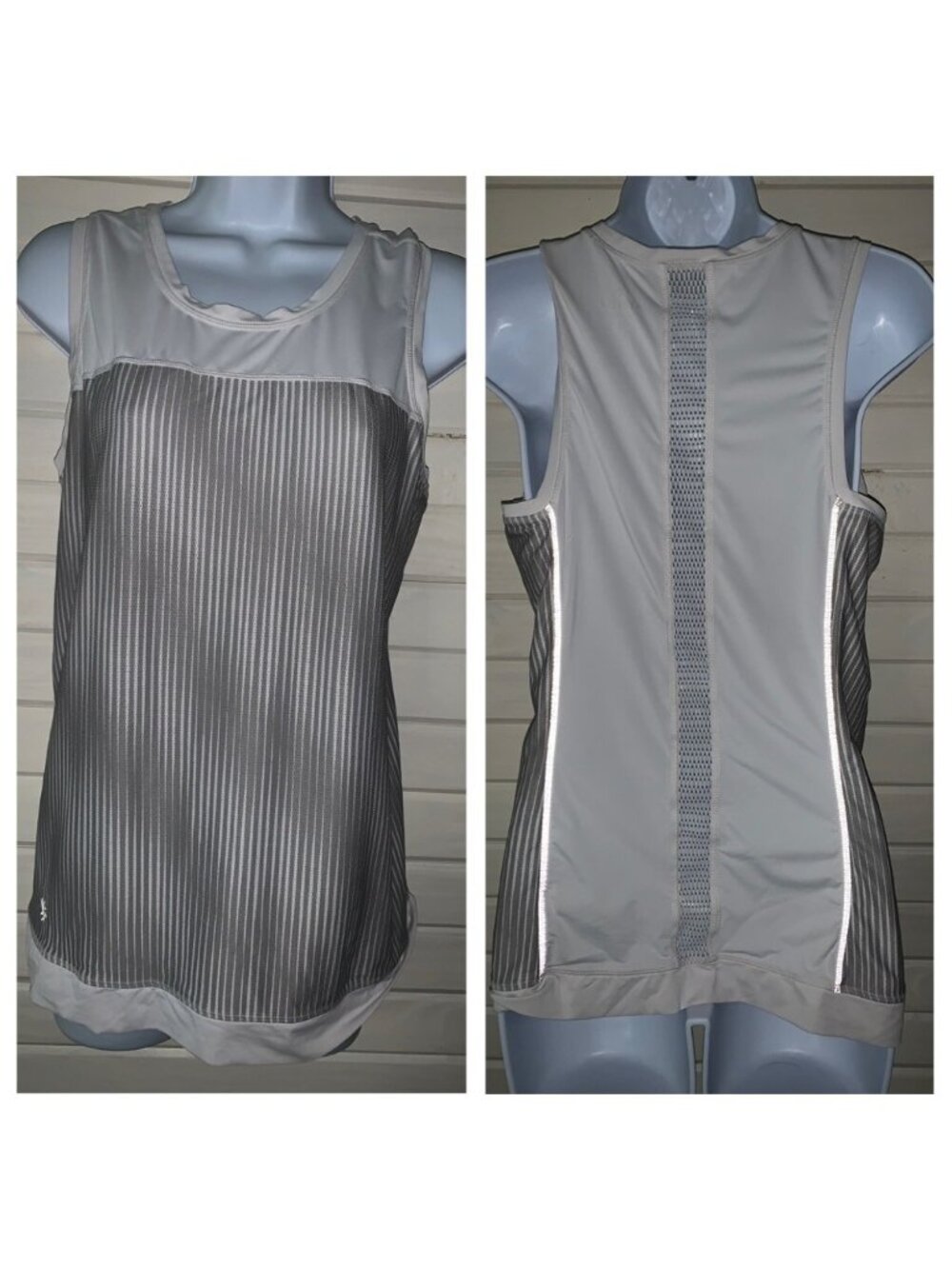 ATHLETA Sz XS MOBILIZE MESH Sports TANK Top Gray Reflective Stretch VGUC